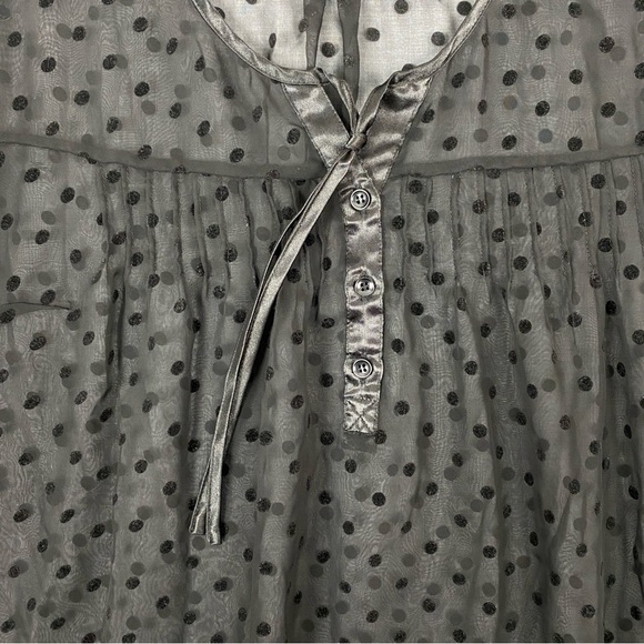 Penningtons Polkadot Sheer Blouse Sz 1X Black Long Sleeve - Picture 3 of 9